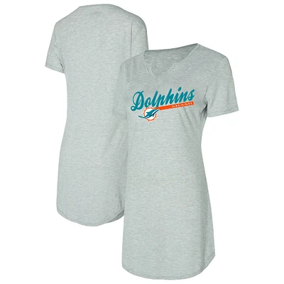 Chemise de nuit en tricot gris pour femme Concepts Sport Miami Dolphins Petition
