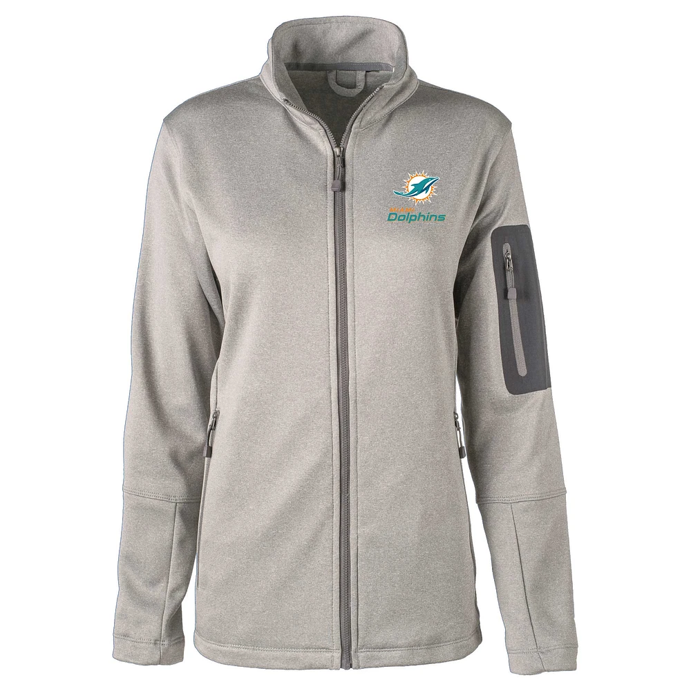 Veste entièrement zippée Dunbrooke Heather Charcoal pour femmes des Miami Dolphins Freestyle Teflon Shield