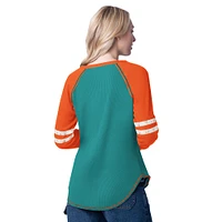 Women's G-III 4Her by Carl Banks Aqua/Orange Miami Dolphins Winner Long Sleeve T-Shirt