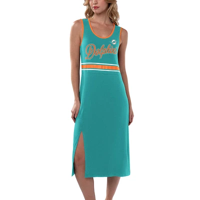Robe longue G-III 4Her par Carl Banks Aqua pour femmes, Miami Dolphins Main Field