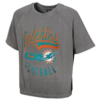 Haut à manches courtes délavé minéral gris Miami Dolphins pour femme
