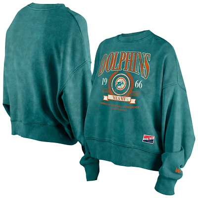 Sweat-shirt à capuche Miami Dolphins Throwback Boxy pour femme de New Era Aqua