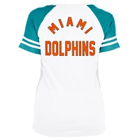 Women's New Era Gray Miami Dolphins Throwback Lace-Up Raglan T-Shirt