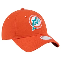 Women's New Era  Orange Miami Dolphins Throwback Main Core Classic 2.0 9TWENTY Adjustable Hat