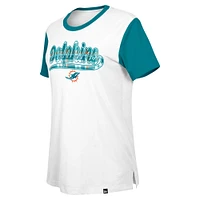 Women's New Era White/Aqua Miami Dolphins 3rd Down T-Shirt