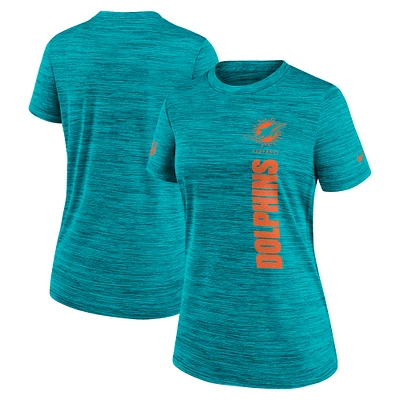 T-shirt Nike Aqua Performance Sideline Velocity pour femme des Dolphins de Miami