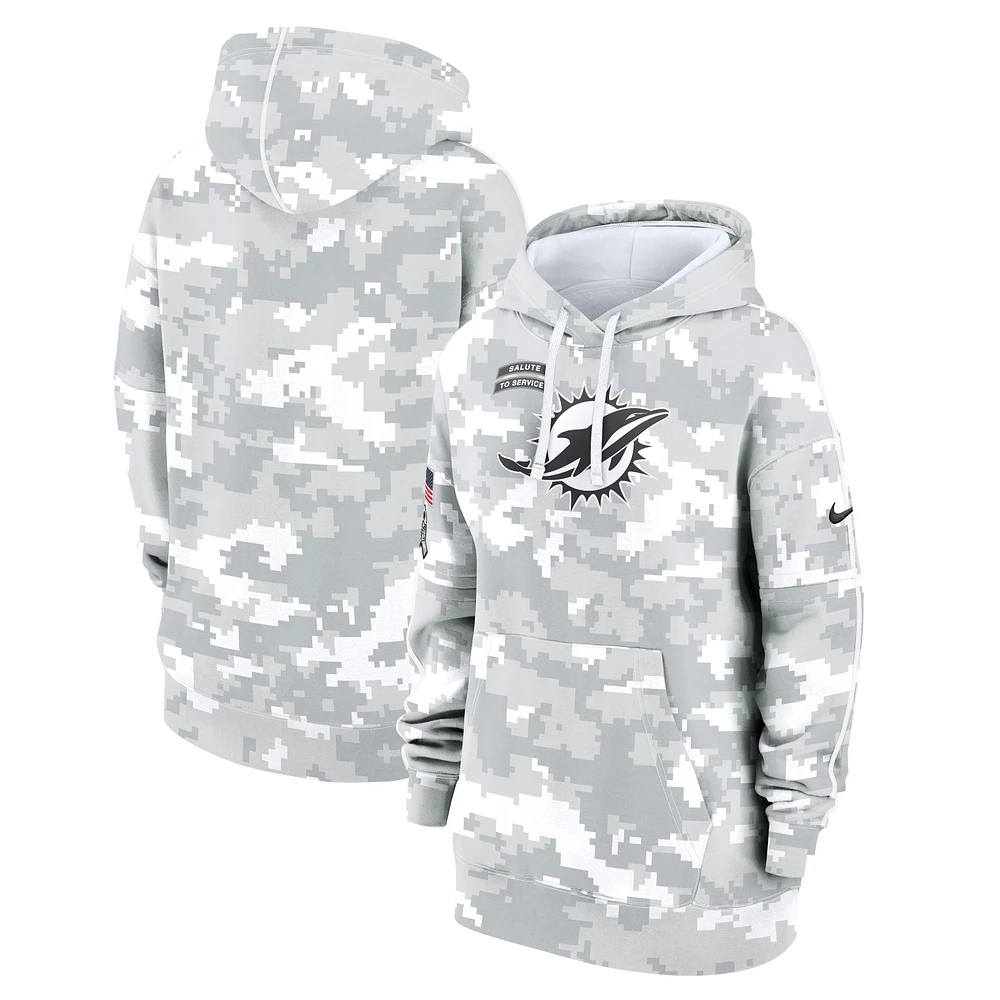 Sweat à capuche surdimensionné en polaire Nike Arctic Camo Miami Dolphins 2024 Salute To Service Club pour femme