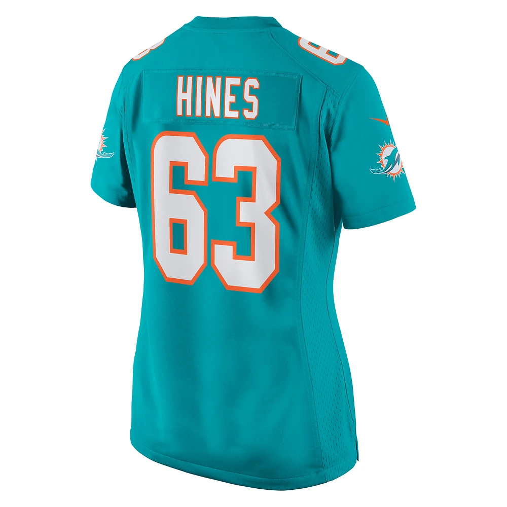 Women's Nike Chasen Hines  Aqua Miami Dolphins Team Game Jersey