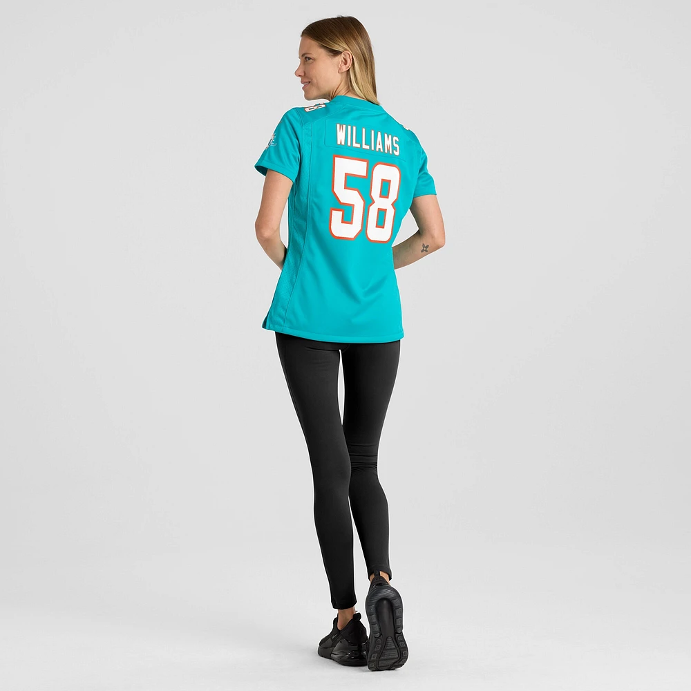 Women's Nike Connor Williams Aqua Miami Dolphins Game Player Jersey