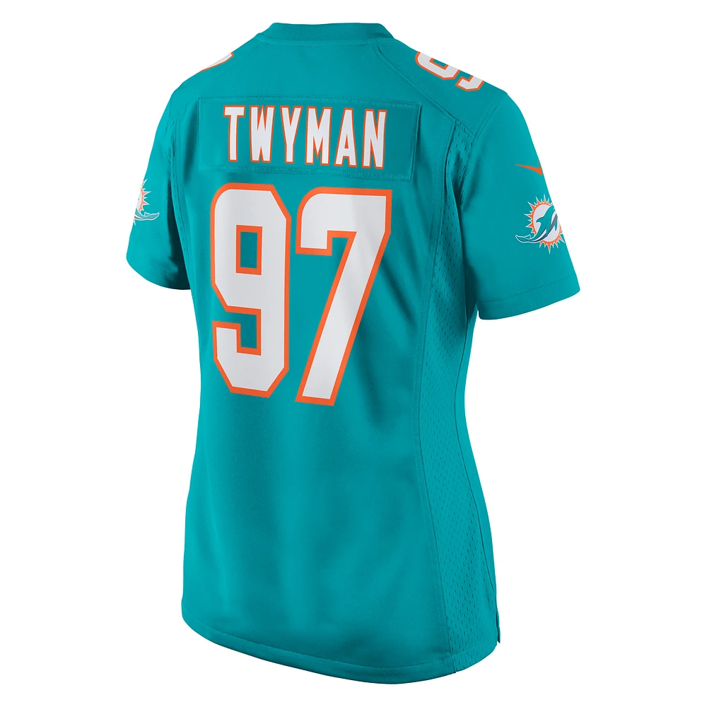 Women's Nike Jaylen Twyman Aqua Miami Dolphins Home Game Player Jersey