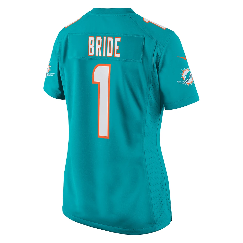 Women's Nike Number 1 Bride Aqua Miami Dolphins Game Jersey