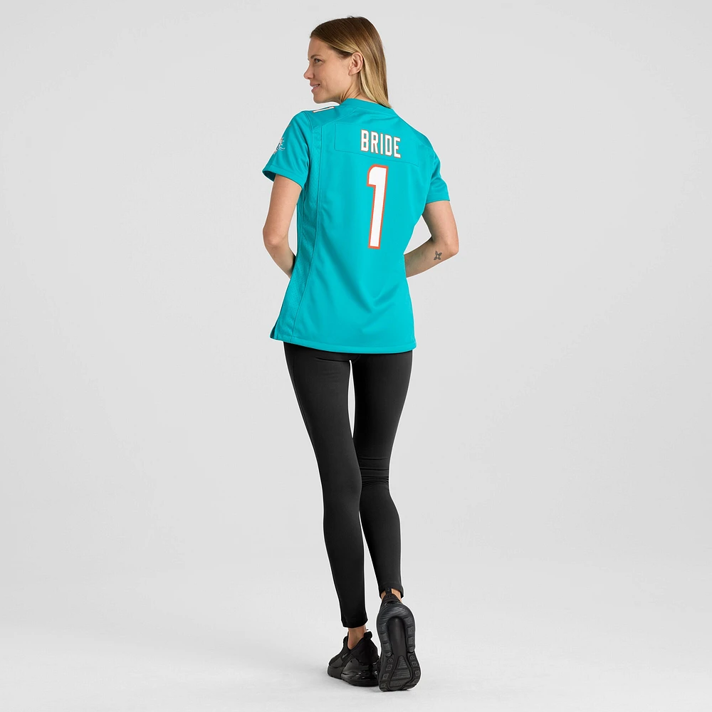 Women's Nike Number 1 Bride Aqua Miami Dolphins Game Jersey