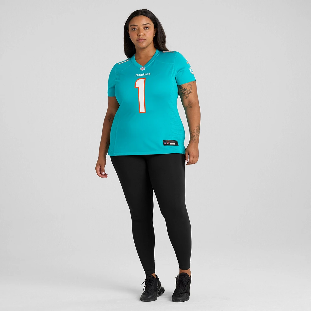 Women's Nike Number 1 Bride Aqua Miami Dolphins Game Jersey