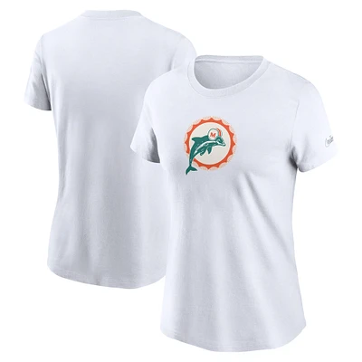T-shirt Nike blanc rétro avec logo principal des Dolphins de Miami pour femme