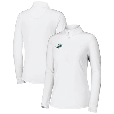 Veste zippée quart de tour blanche Tommy Bahama Miami Dolphins Sport Playa Vista pour femme