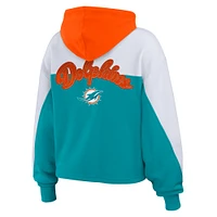 Sweat à capuche zippé color block bleu/blanc pour femme WEAR by Erin Andrews des Miami Dolphins