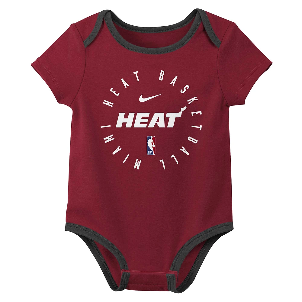 Infant Nike Miami Heat Three-Pack Bodysuit Set