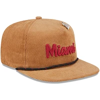 Men's New Era  Tan Miami Heat Victory Grove Corduroy Sneaker Pin Golfer Adjustable Hat