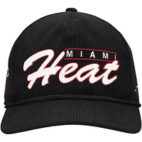 Men's '47  Black Miami Heat Double Header Sidepatch Cord Hitch Adjustable Hat
