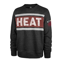 Men's '47 Heather Black Miami Heat Tribeca Emerson Pullover Sweatshirt
