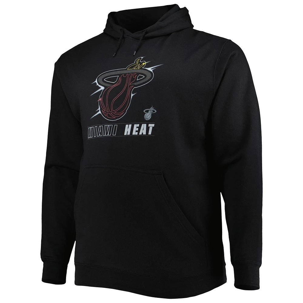 Men's Black Miami Heat Big & Tall Heart Soul Pullover Hoodie