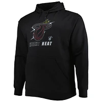 Men's Black Miami Heat Big & Tall Heart Soul Pullover Hoodie