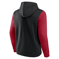 Men's Black Miami Heat Outline Colorblock Pullover Hoodie