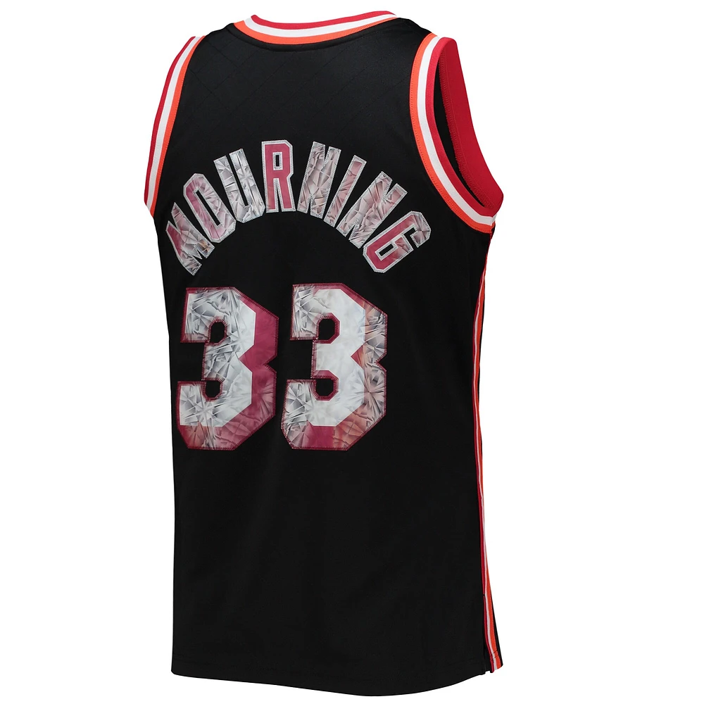 Men's Mitchell & Ness Alonzo Mourning Black Miami Heat 1996/97 Hardwood Classics NBA 75th Anniversary Diamond Swingman Jersey