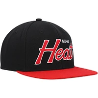 Men's Mitchell & Ness Black Miami Heat Hardwood Classics MVP Team Script 2.0 Snapback Hat
