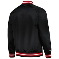 Men's Mitchell & Ness Black Miami Heat Hardwood Classics  Throwback Wordmark Raglan Full-Snap Jacket