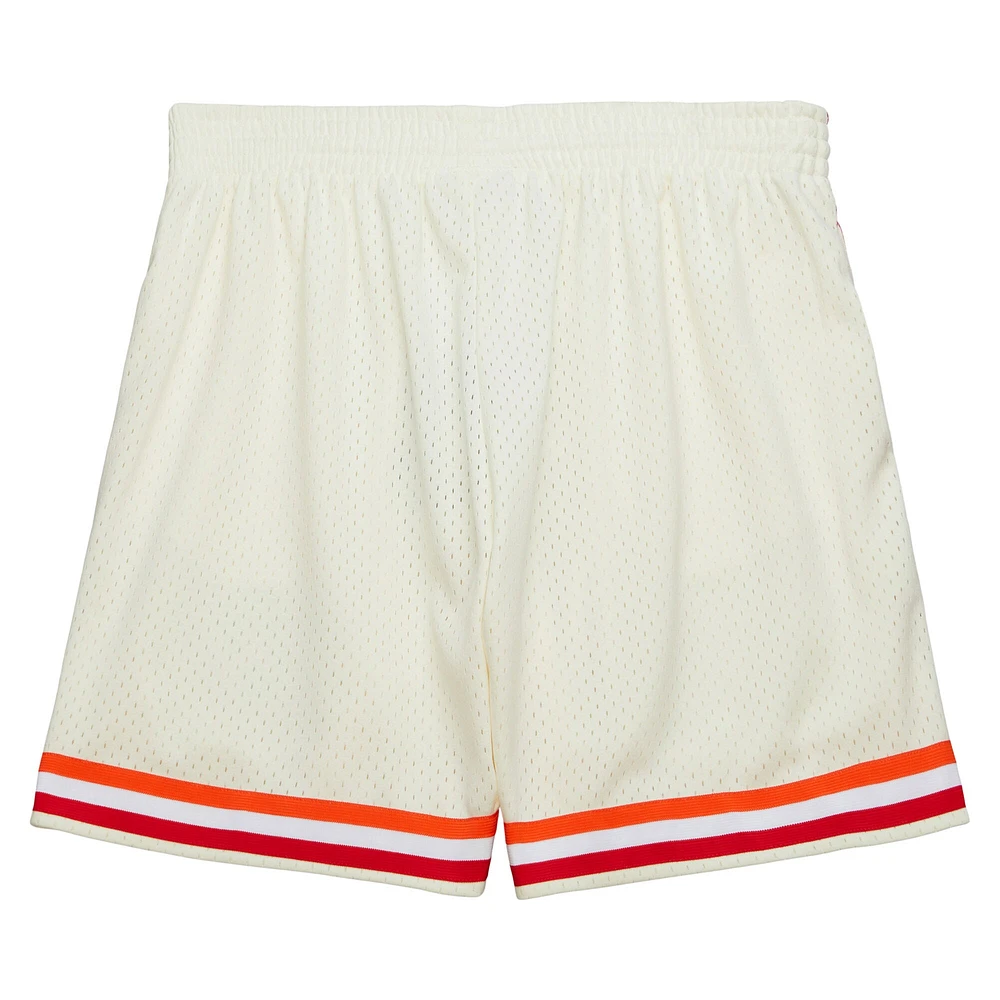 Men's Mitchell & Ness Cream Miami Heat Chainstitched Swingman Shorts