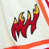 Men's Mitchell & Ness Cream Miami Heat Chainstitched Swingman Shorts