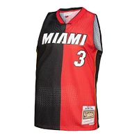 Men's Mitchell & Ness Dwyane Wade Black/Red Miami Heat Big Tall Hardwood Classics 2005/06 Split Swingman Jersey