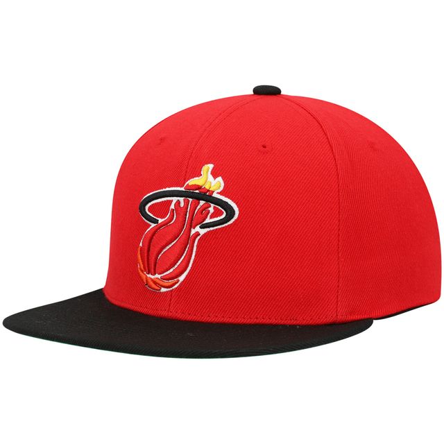 Casquette Snapback Mitchell & Ness rouge/noir Miami Heat Hardwood Classics pour hommes