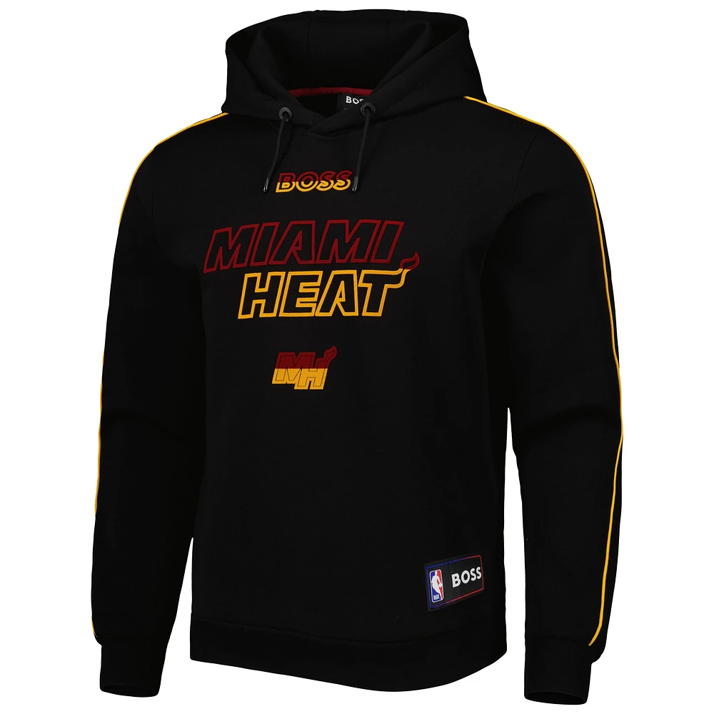 Men's NBA x Hugo Boss Black Miami Heat Team Bounce Tri-Blend Pullover Hoodie