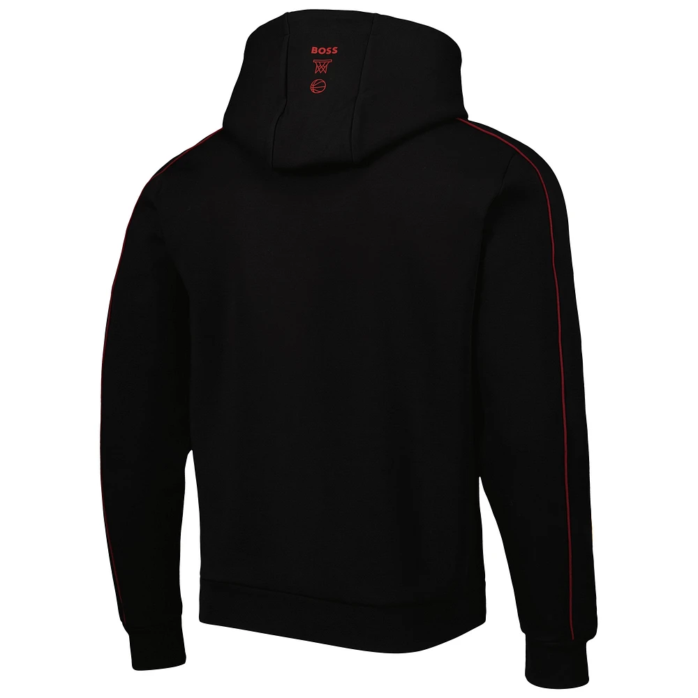 Men's NBA x Hugo Boss Black Miami Heat Team Bounce Tri-Blend Pullover Hoodie