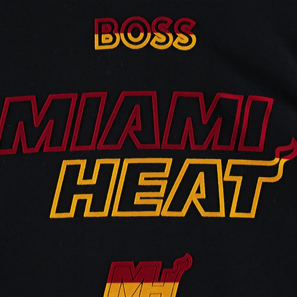 Men's NBA x Hugo Boss Black Miami Heat Team Bounce Tri-Blend Pullover Hoodie