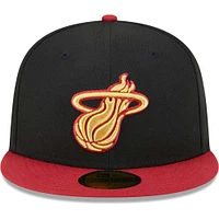Men's New Era Black/Red Miami Heat Gameday Gold Pop Stars 59FIFTY Fitted Hat