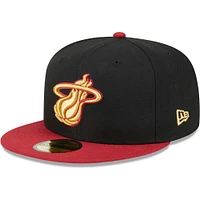 Men's New Era Black/Red Miami Heat Gameday Gold Pop Stars 59FIFTY Fitted Hat