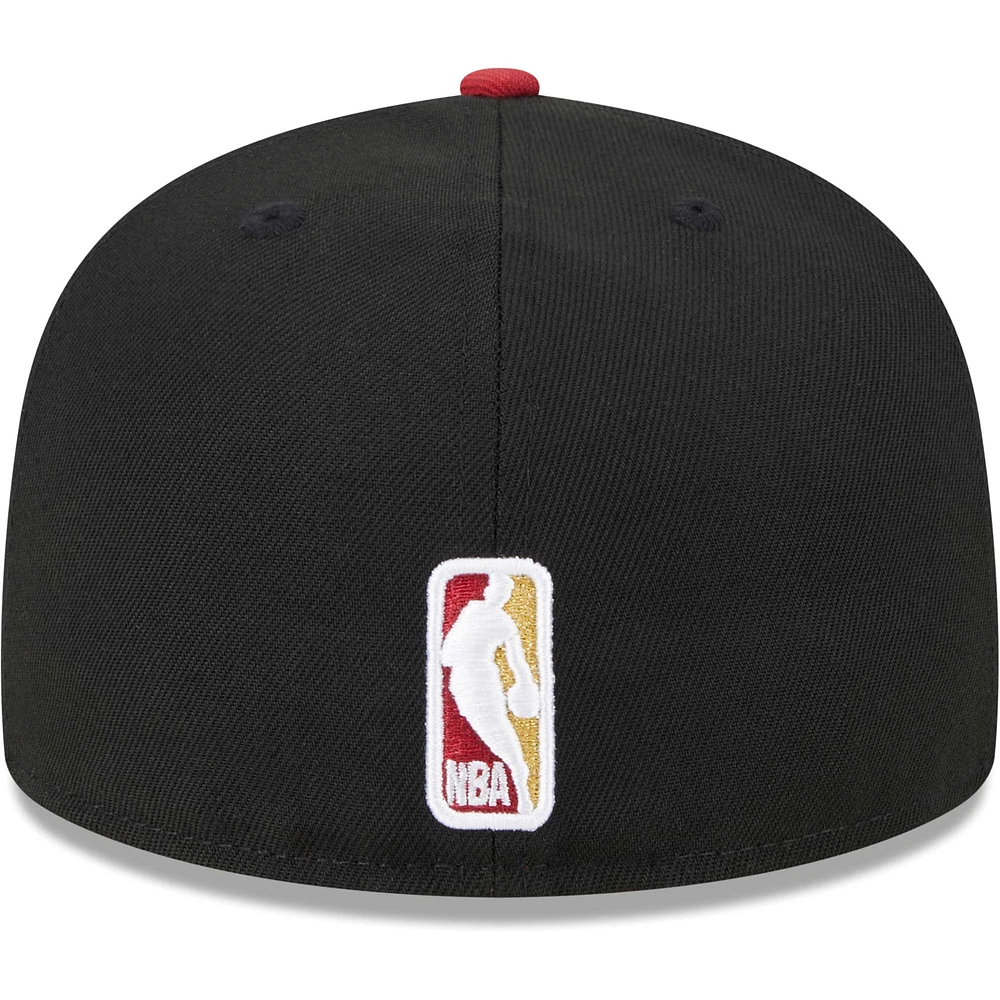 Men's New Era Black/Red Miami Heat Gameday Gold Pop Stars 59FIFTY Fitted Hat