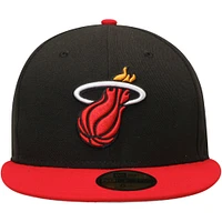 Men's New Era Black/Red Miami Heat Official Team Color 2Tone 59FIFTY Fitted Hat