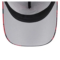 Men's New Era Black/Red Miami Heat Tip Off A-Frame Trucker 9FORTY Adjustable Hat