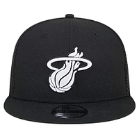 Men's New Era Black Miami Heat 9FIFTY Snapback Trucker Hat