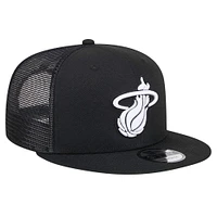 Men's New Era Black Miami Heat 9FIFTY Snapback Trucker Hat