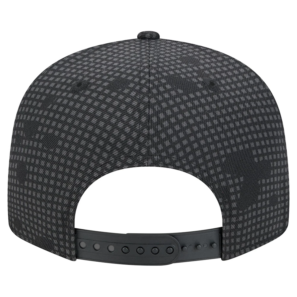 Men's New Era Black Miami Heat Midnight Ink Pop Outline 9FIFTY Snapback Hat