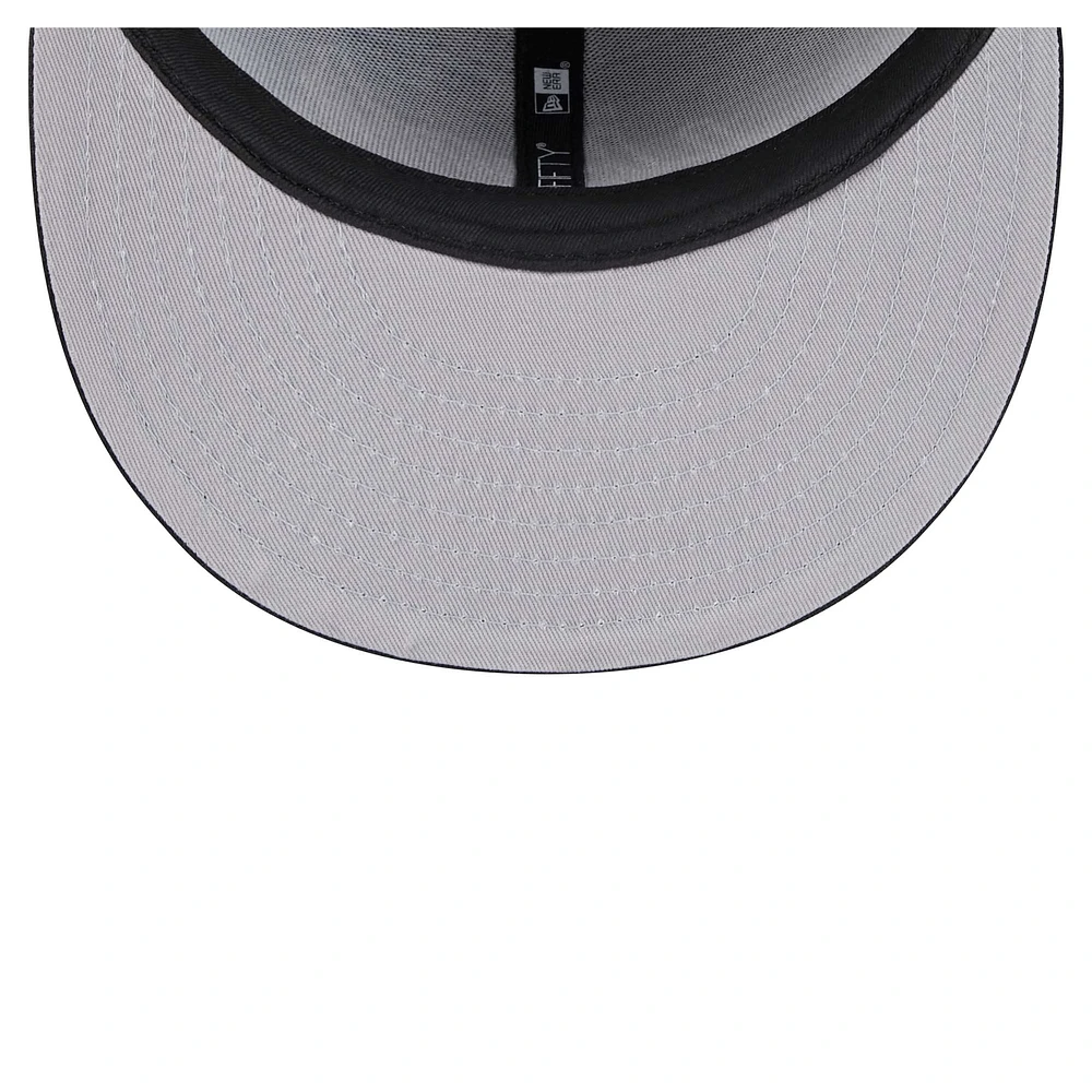 Men's New Era Black Miami Heat Sport Night Script Sided 59FIFTY Fitted Hat