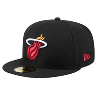 Men's New Era Black Miami Heat Throwback Pennant 59FIFTY Fitted Hat