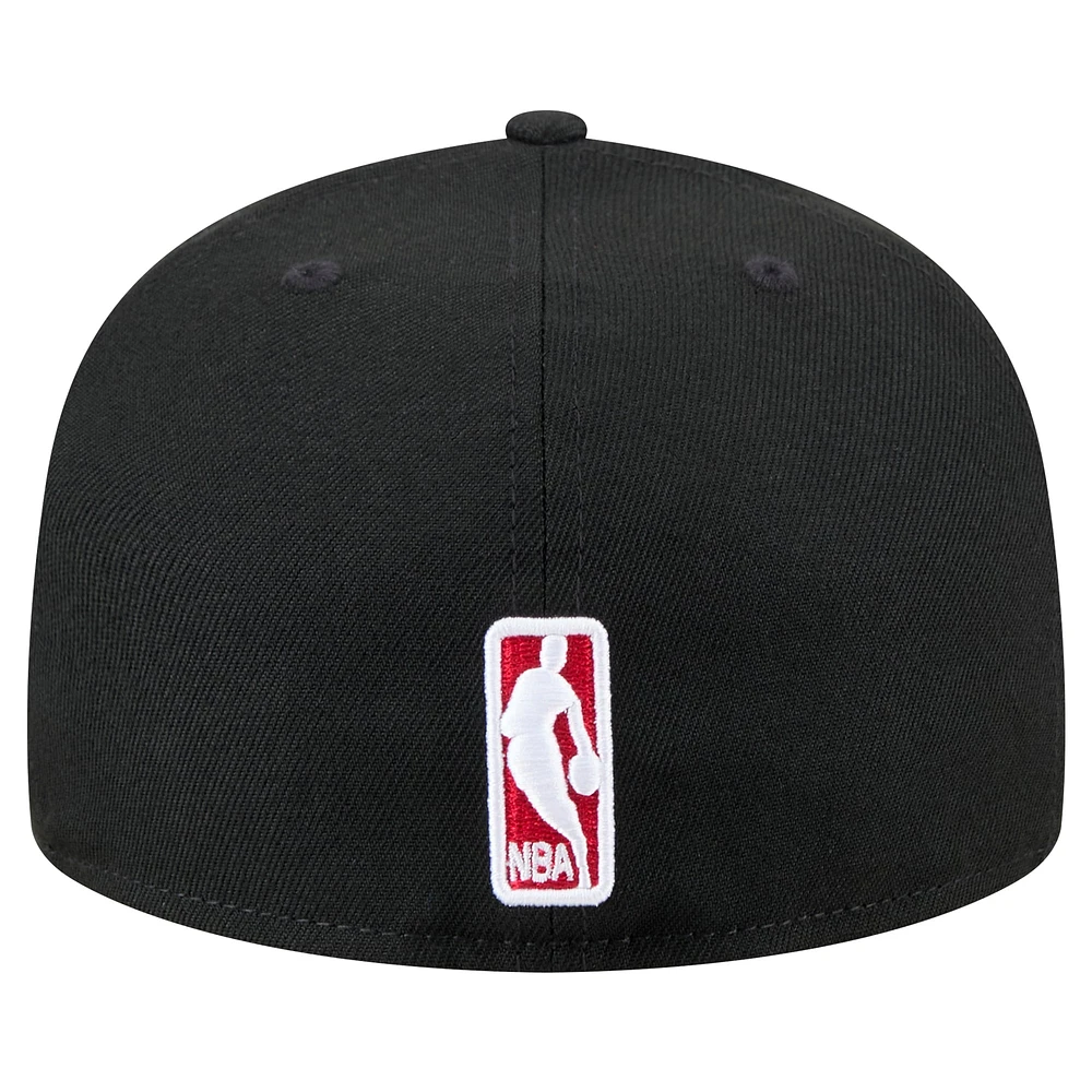Men's New Era Black Miami Heat Throwback Pennant 59FIFTY Fitted Hat