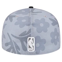 Men's New Era Gray Miami Heat Palm Fronds 2-Tone 59FIFTY Fitted Hat