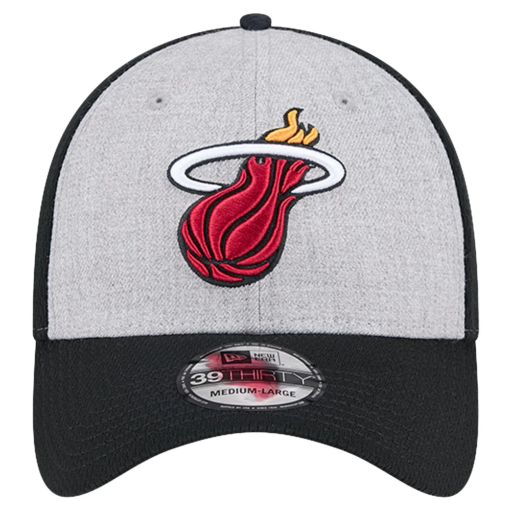 Men's New Era Heather Gray/Black Miami Heat Two-Tone 39THIRTY Flex Hat